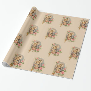 Papier Cadeau Fleurs bénies de Jésus de bébé de mère de Vierge
