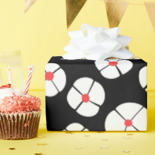 Papier Cadeau Fleurs blanches sur noir