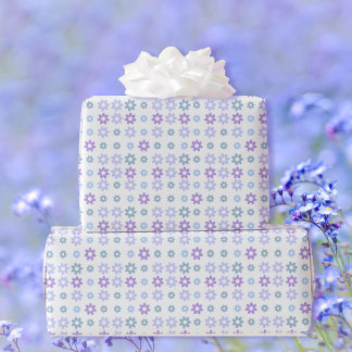 Papier Cadeau Fleurs bleu violet printanière Occasion spéciale b