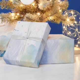 Papier Cadeau Fleurs bleues aquarelles modernes & personnaliser