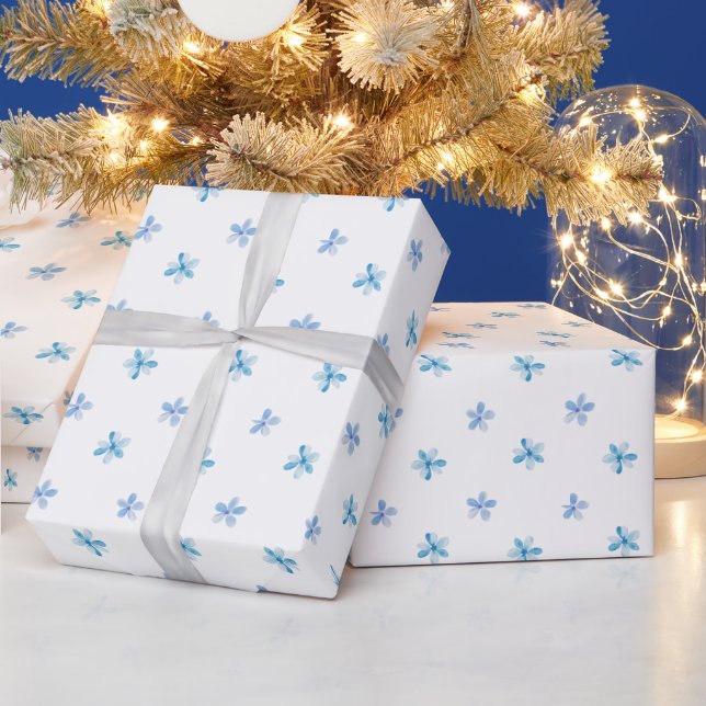 Papier Cadeau Fleurs bleues de printemps (Vacances)