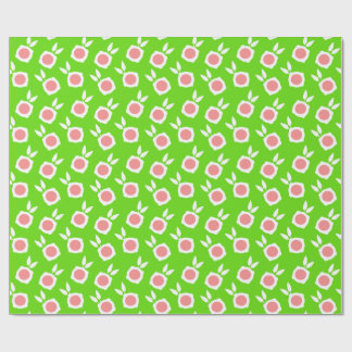 Papier Cadeau fleurs carrées vertes