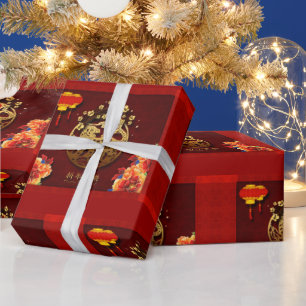 Papier Cadeau Fleurs Chinois Tigre Année papier coupé WP Wrappin