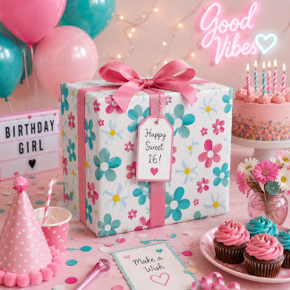 Papier Cadeau Fleurs colorées