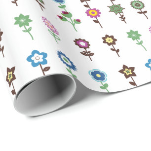 Papier Cadeau Fleurs colorées de charme motif illustration