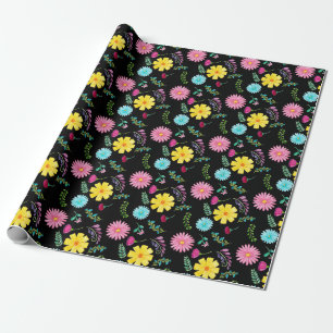 Papier Cadeau Fleurs colorées de fête mexicaine à l'aquarelle