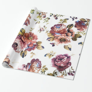 Papier Cadeau Fleurs colorées sur Arrière - plan blanc