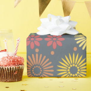 Papier Cadeau Fleurs d'automne colorées dans des tons chauds