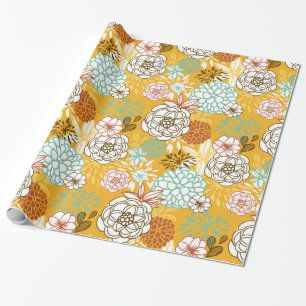 Papier Cadeau Fleurs d'automne et papier d'enveloppement Feuille