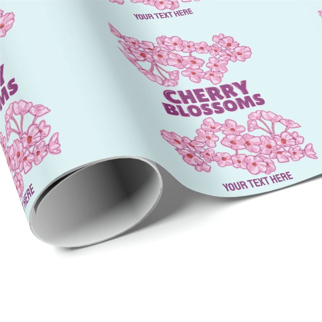Papier Cadeau Fleurs de cerisiers roses (Coin rond)