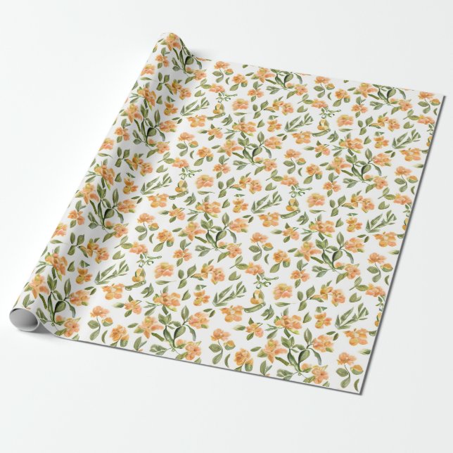 Papier Cadeau Fleurs de chèvrefeuille à motifs floraux (Déroulé)