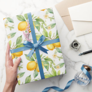 Papier Cadeau Fleurs de citron aquarelle