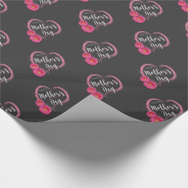 Papier Cadeau Fleurs de coeur roses Fête des mères - Papier à en (Coin)