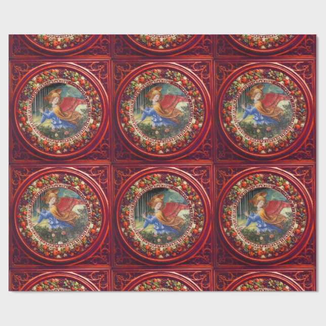 Papier Cadeau Fleurs de collecte d'anges Fleurs de la Couronne d (Plat)