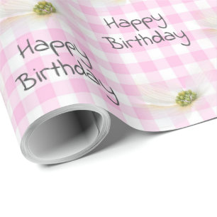 Papier Cadeau Fleurs De Cosmos Anniversaire Sur En vichy Rose