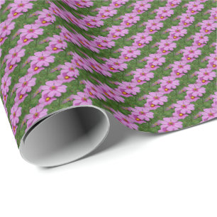Papier Cadeau Fleurs de Cosmos rose Motif naturel