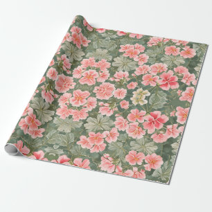 Papier Cadeau Fleurs de géranium à motifs floraux invisibles