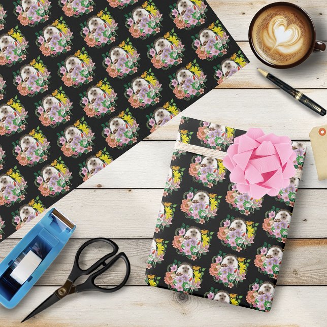 Papier Cadeau Fleurs de hérisson mignonnes (Créateur téléchargé)
