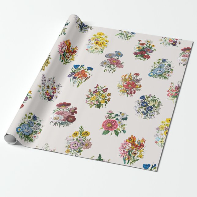 Papier Cadeau Fleurs de jardin (Déroulé)