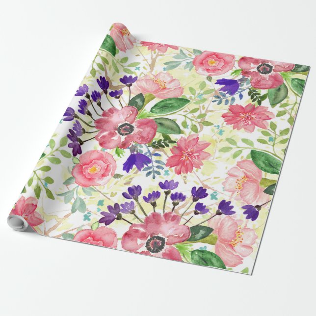 Papier Cadeau Fleurs de jardin d'eau (Déroulé)