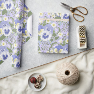 Papier Cadeau Fleurs de jardin printanier sur lavande