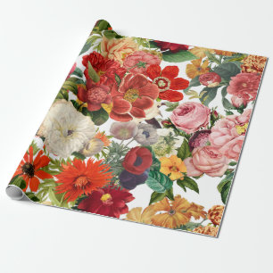 Papier Cadeau Fleurs de jardin vintage motif
