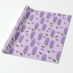 Papier Cadeau Fleurs de lavande sur un léger fond violet