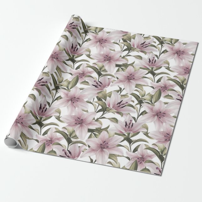 Papier Cadeau Fleurs de lys. Modèle floral (Déroulé)