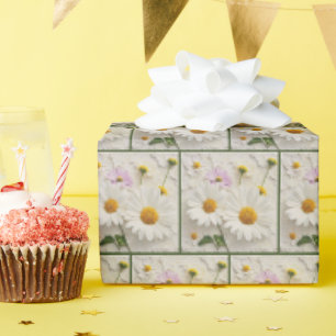 Papier Cadeau Fleurs de marguerite et de cosmos sur papier désos