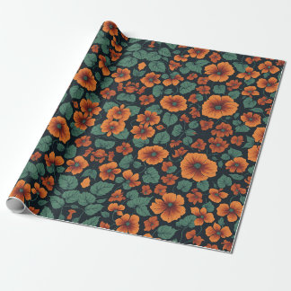 Papier Cadeau Fleurs de Nasturtium à motifs floraux