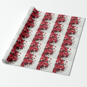 Papier Cadeau Fleurs de Noël