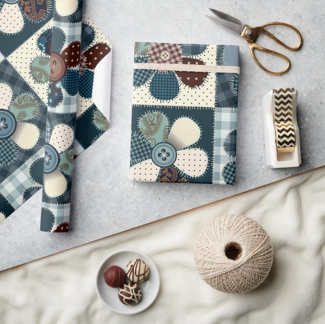 Papier Cadeau Fleurs de Patchwork (Artisanat)