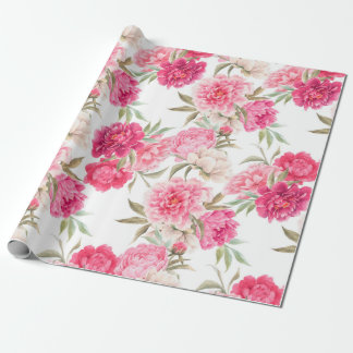 Papier Cadeau Fleurs de pivoines roses sans couture motif