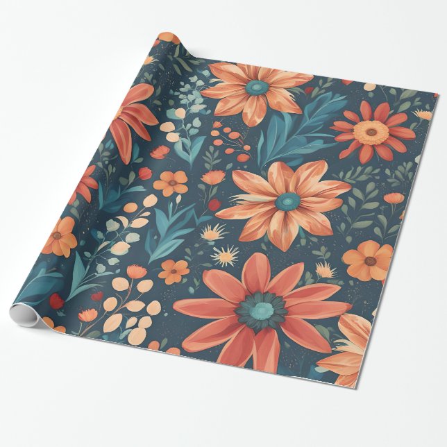 Papier Cadeau Fleurs de printemps (Déroulé)