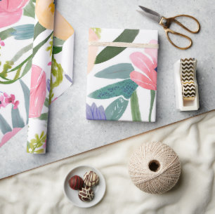 Papier Cadeau Fleurs de printemps   Aquarelle florale pastel