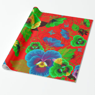 Papier Cadeau Fleurs de printemps colorées Design Arrière - plan