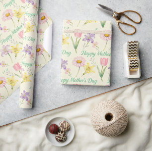 Papier Cadeau Fleurs de printemps Fête des mères