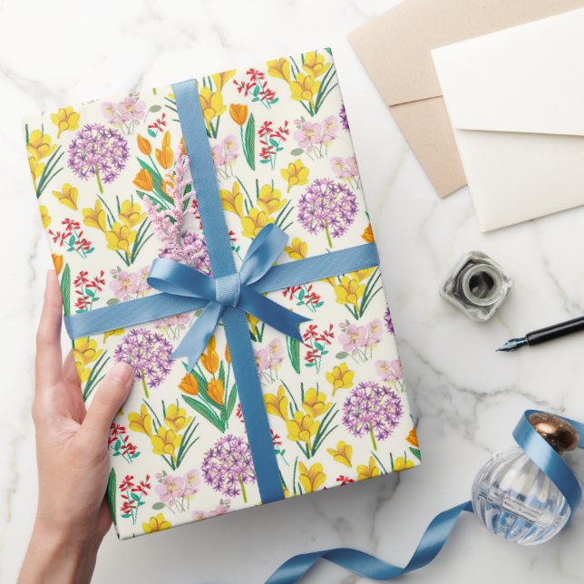 Papier Cadeau Fleurs de printemps jaune pâques tulip motif (Cadeaux)