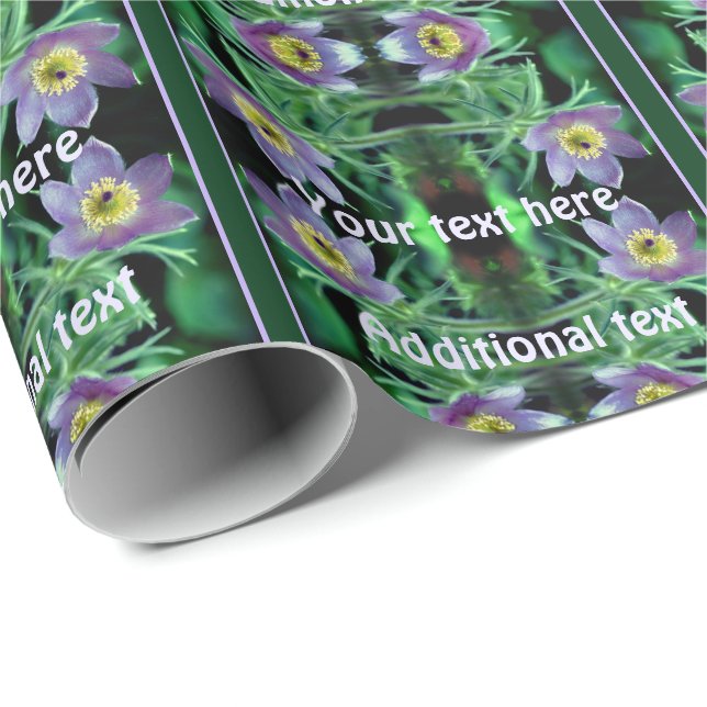 Papier Cadeau Fleurs de printemps violettes Pasque personnalisée (Coin rond)