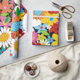 Papier Cadeau Fleurs de printemps Whimsical colorées Jardin Chic