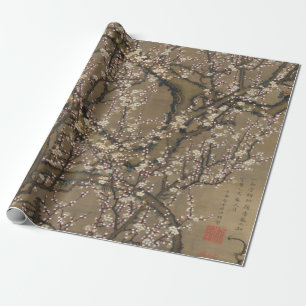 Papier Cadeau Fleurs de prunes blanches et lune par Ito Jakuchu
