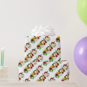 Papier Cadeau Fleurs de roses colorées modernes tendance Cadeau
