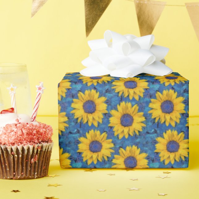 Papier Cadeau Fleurs de soleil (Fête d'anniversaire)