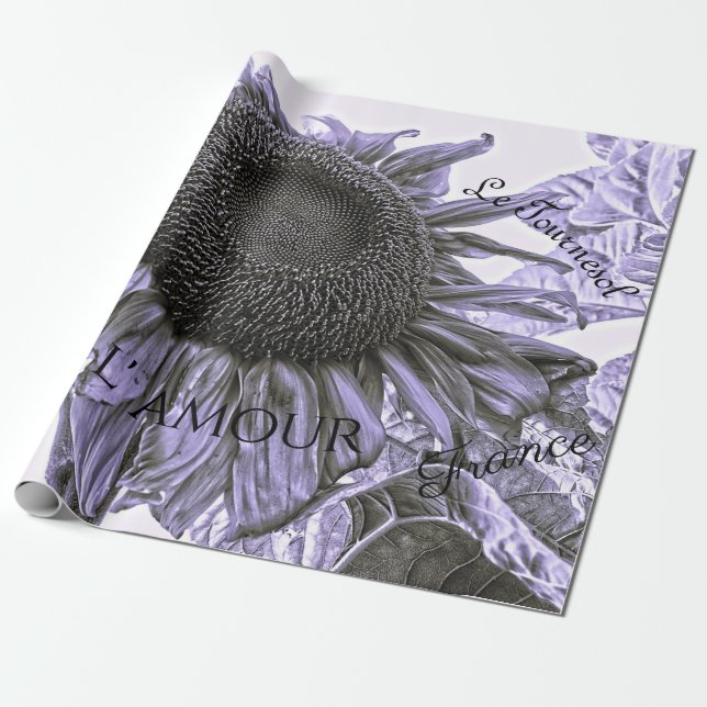 Papier Cadeau Fleurs de soleil géantes Vintage violet Script de  (Déroulé)
