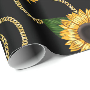 Papier Cadeau Fleurs de soleil jaunes élégantes Motif élégant su