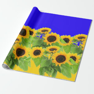 Papier Cadeau Fleurs de soleil - Liberté Ukraine Paix drapeau uk