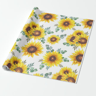 Papier Cadeau Fleurs de soleil sur un arrière - plan blanc