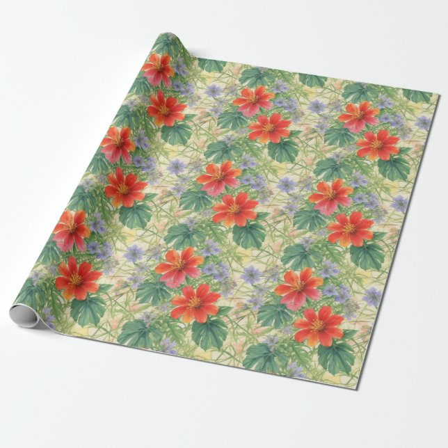 Papier Cadeau Fleurs d'eau vive (Déroulé)
