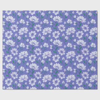 Papier Cadeau Fleurs d'encre sur Lavender