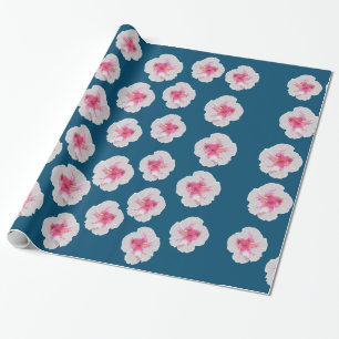 Papier Cadeau Fleurs d'Hibiscus blanc personnalisées